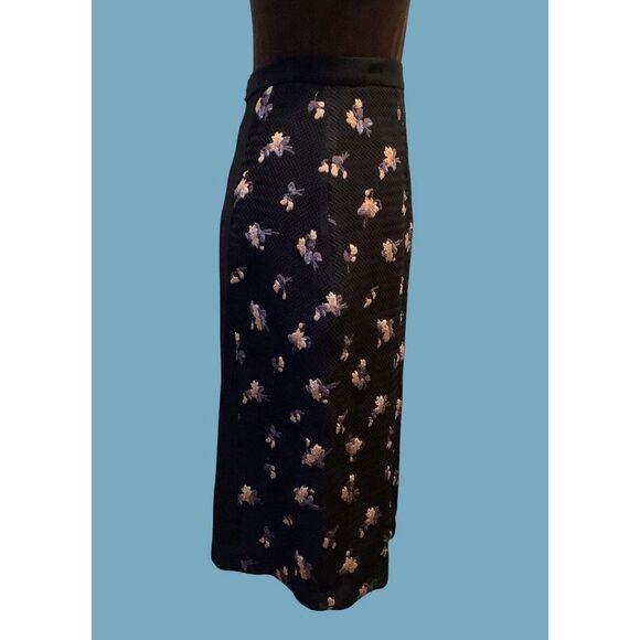 Roland Mouret Black Floral Skirt Sz 10 - Picture 2 of 5
